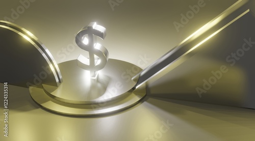 3D Metallic Dollar Symbol with Luxurious Lighting