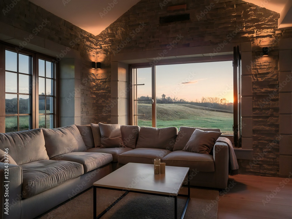 Fototapeta premium living room with fireplace