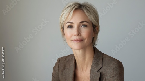 Confident mature businesswoman portrait professional headshot with neutral background