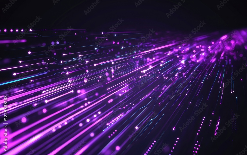 Vibrant purple light trails creating a dynamic digital atmosphere with abstract patterns in the background Vibrant purple light trails creating a dynamic digital atmosphere with abstract patterns in the background