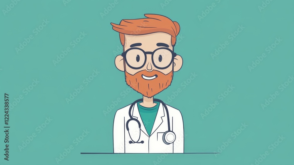 Friendly cartoon doctor with beard and glasses. Friendly cartoon doctor with beard and glasses.