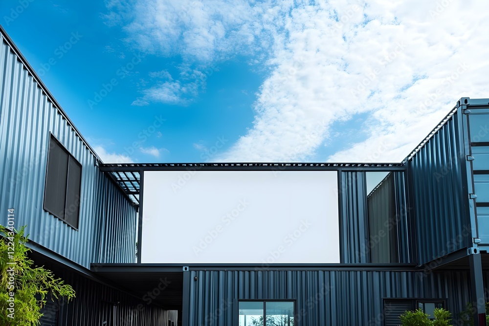 Fototapeta premium Mockup of Blank Empty Billboard Facade Banner for Advertisement