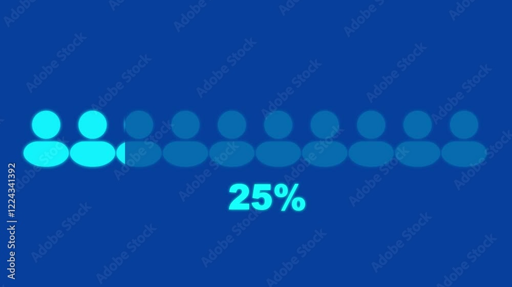 Population percentage animation for demography concept .50% to 0 percent people population demography,