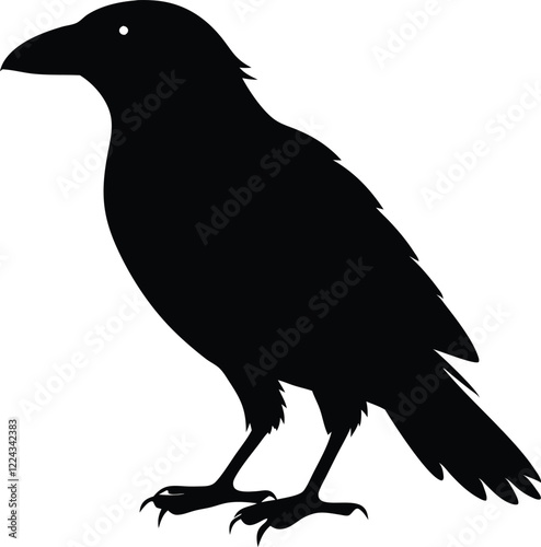 Crow silhouette vector, Crow raven bird vector illustration