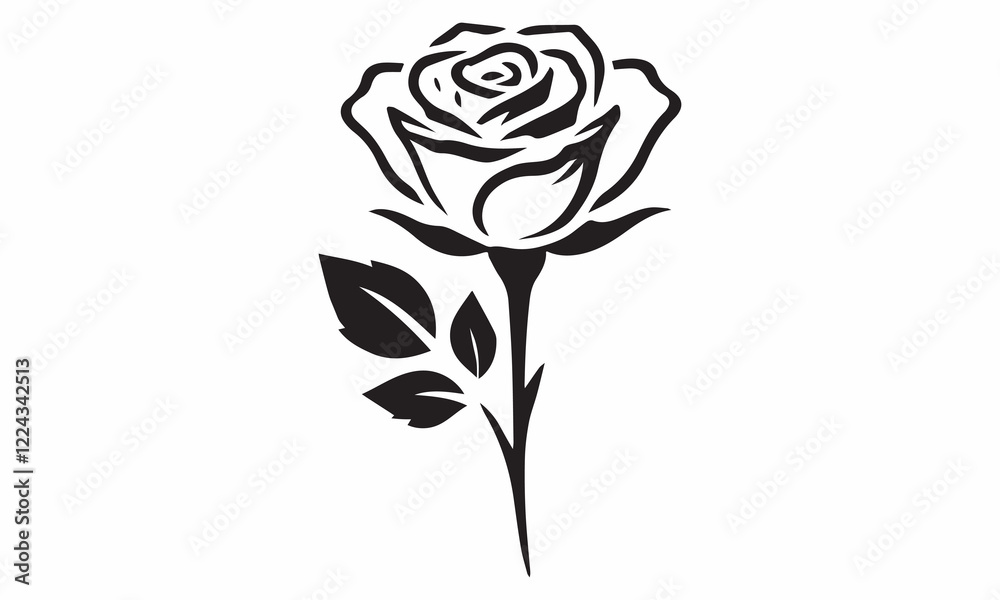 Elegant vector art design featuring rose flower silhouettes. This logo-style illustration is ideal for branding, minimalist designs, greeting cards, and various digital and print projects. Elegant vector art design featuring rose flower silhouettes. This logo-style illustration is ideal for branding, minimalist designs, greeting cards, and various digital and print projects.