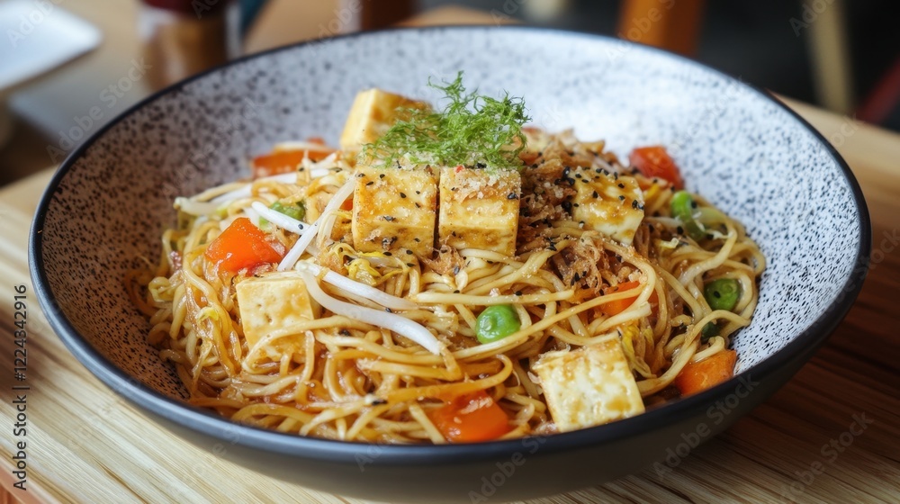 Delicious Stir-Fried Noodles with Tofu and Fresh Vegetables Delicious Stir-Fried Noodles with Tofu and Fresh Vegetables