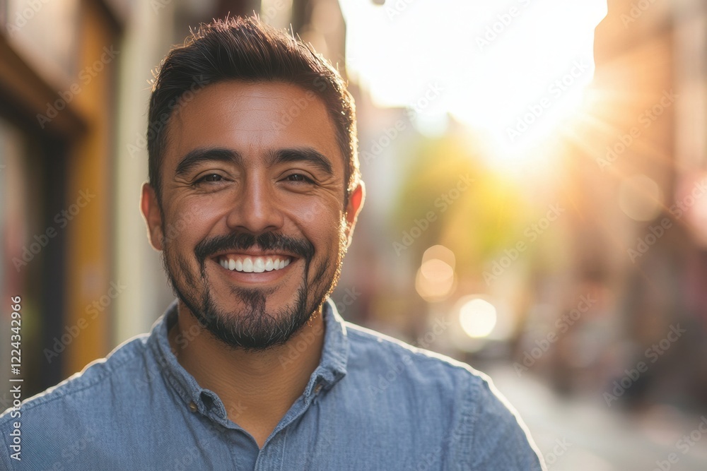 Fototapeta premium Man smiling happy on a street