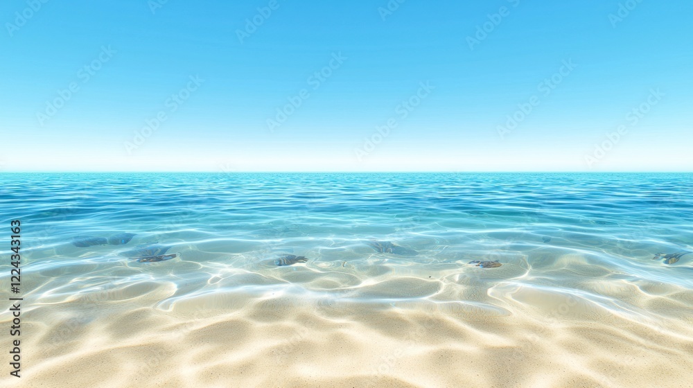 Fototapeta premium Serene Beachscape with Calm Ocean