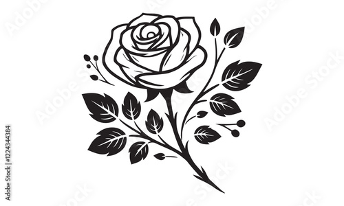 Elegant vector art design featuring rose flower silhouettes. This logo-style illustration is ideal for branding, minimalist designs, greeting cards, and various digital and print projects.