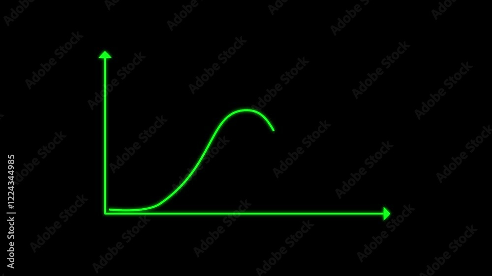 curved line chart and growing data. Financial infographic element.normal distribution gauss bell curve .