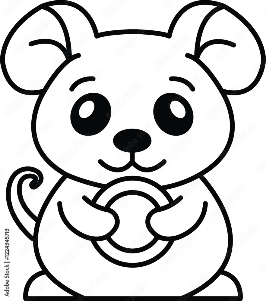 Fototapeta premium cartoon mouse holding a gold coin