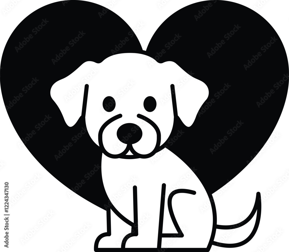 Fototapeta premium A black and white dog sitting in a heart