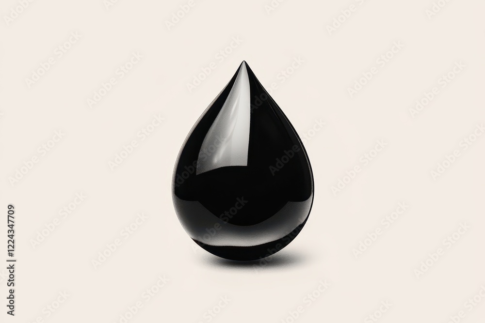 A single drop of black oil on a white background A single drop of black oil on a white background