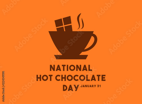 National Hot Chocolate Day. January 31. Flat design vector.