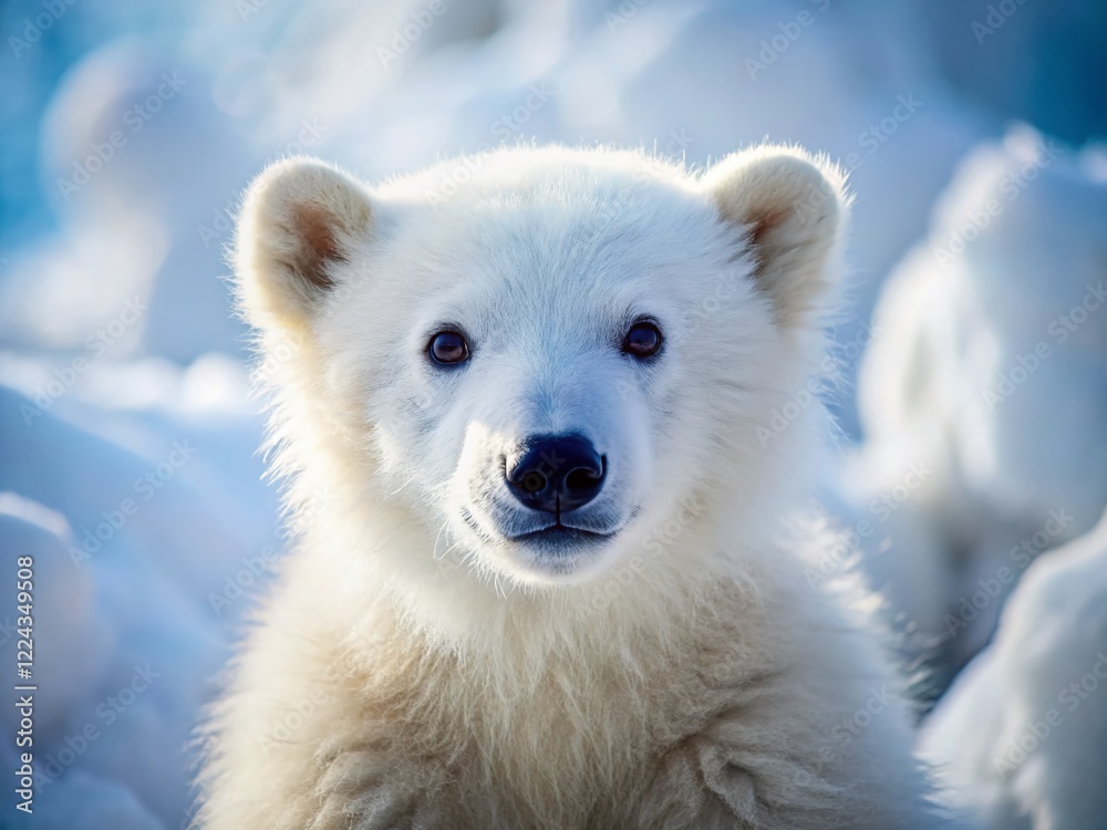 Adorable White Polar Bear Cub, High-Resolution Stock Photo, Arctic Wildlife Adorable White Polar Bear Cub, High-Resolution Stock Photo, Arctic Wildlife