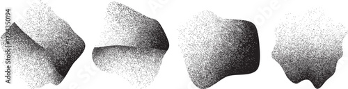 Sprayed black shapes composition .Graffiti art design . Noise textured shapes . Spray effect .Grunge texture .Art design forms.Distressed element .Rough roller paint shapes .Vector
