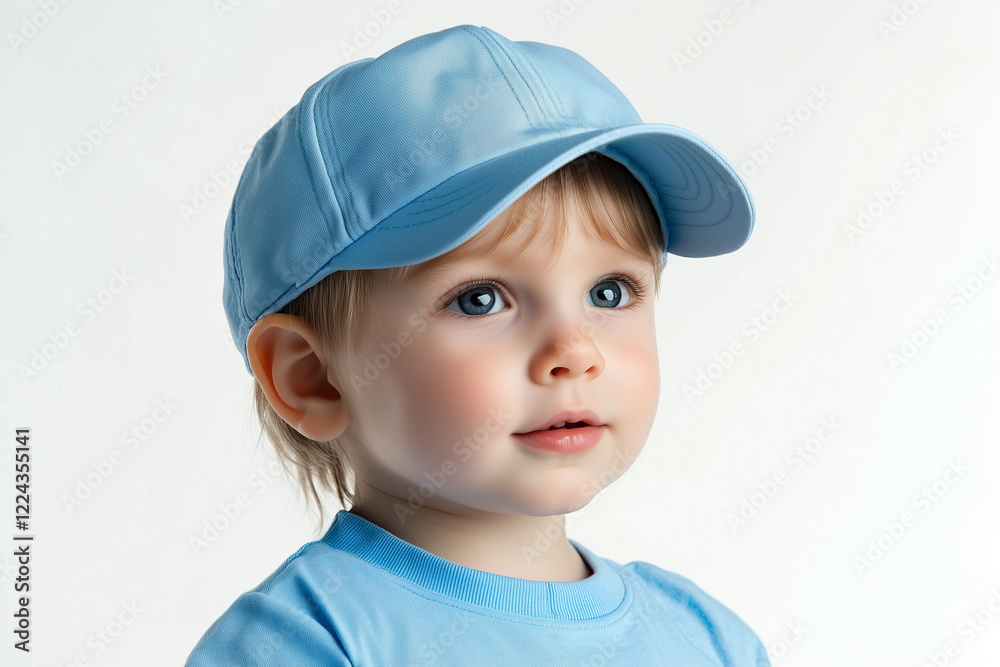 Child wearing cap, portrait, isolated on white background Child wearing cap, portrait, isolated on white background