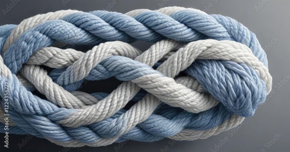 Blue and white twisted yarn in a rope-like shape, hand-spun twisted yarn, twisted blue white yarn ropes, blue and white spiral threads Blue and white twisted yarn in a rope-like shape, hand-spun twisted yarn, twisted blue white yarn ropes, blue and white spiral threads