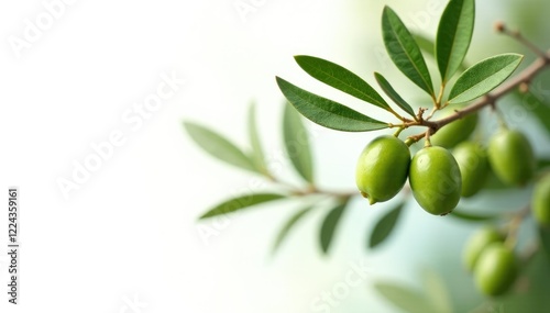Wallpaper Mural Olive branch with lush greenery against white background, fresh, olive tree, peaceful Torontodigital.ca