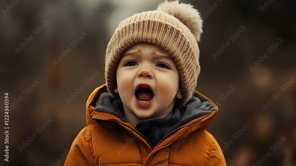 Toddler shouting with an open mouth outdoors. Toddler shouting with an open mouth outdoors.
