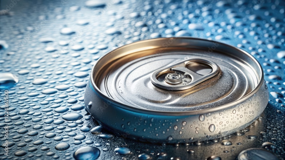 Close-up of an empty beer can with a small pool of liquid at the bottom, liquid spill, empty, beer can Close-up of an empty beer can with a small pool of liquid at the bottom, liquid spill, empty, beer can