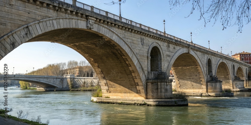 Fototapeta premium Close-up of bridge's arches over the river, arches, forms