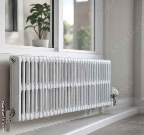 Wallpaper Mural Close-up of white heating radiator under the window, winter, energy efficiency Torontodigital.ca