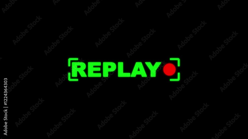 replay text animation in black background.Replay Animation video for Live Streamers, Replay video effects,
