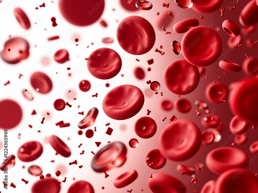 Microscopic View of Red Blood Cells Flowing in Plasma Human Blood Cell Biology Microscopic View of Red Blood Cells Flowing in Plasma Human Blood Cell Biology
