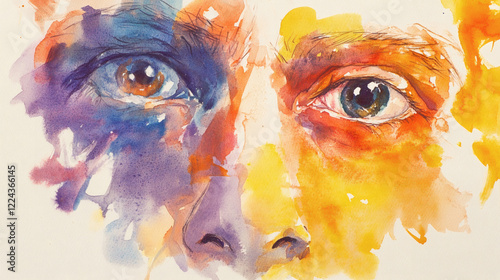 Face painting, face art. watercolor. colorful abstract, on white background