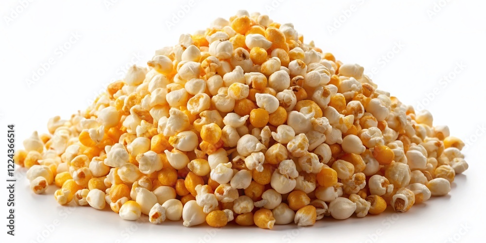 Aerial View of a Pile of Raw Popcorn Kernels Isolated on White Aerial View of a Pile of Raw Popcorn Kernels Isolated on White