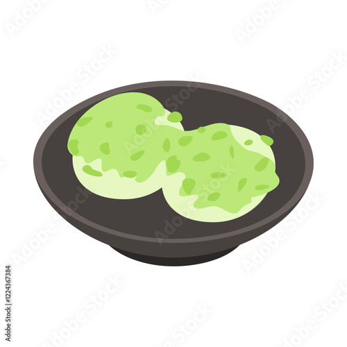 ずんだ餅。フラットなベクターイラスト。
Zunda mochi. Flat vector illustration.
