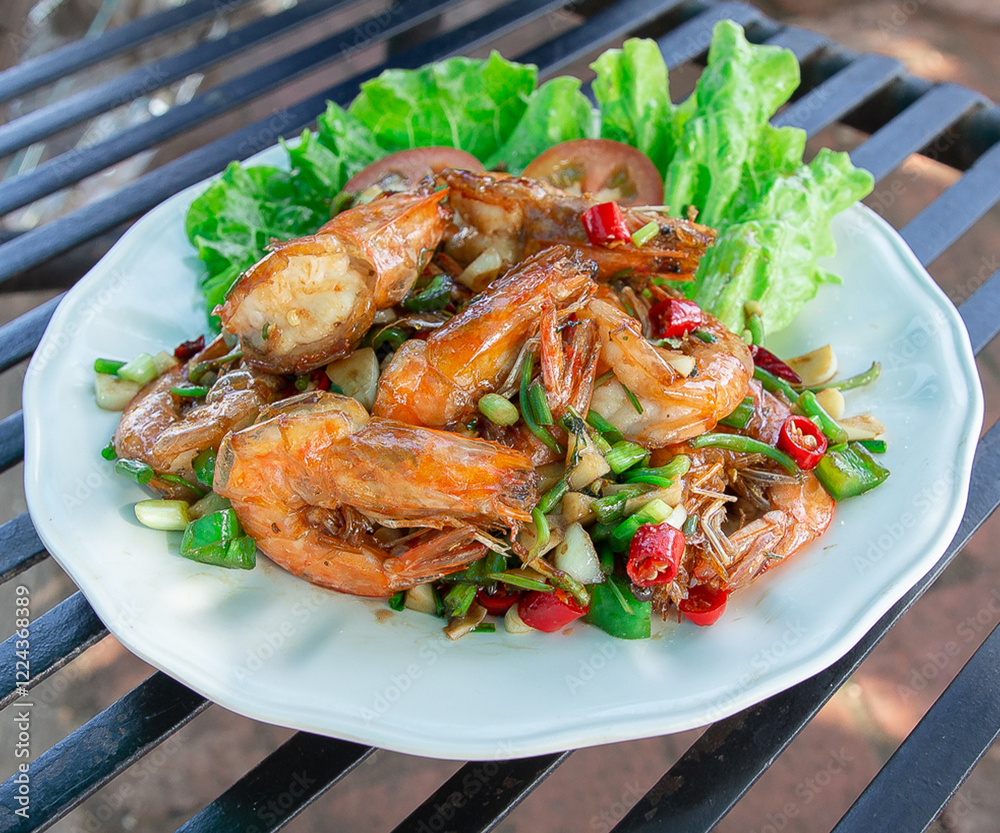 Garlic Chili Shrimp,fried shrimp, spicy food Garlic Chili Shrimp,fried shrimp, spicy food