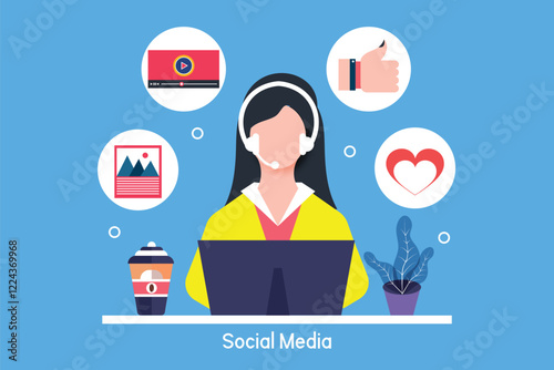 Social media, Cheerful female enjoying time on social media, Blogger, creative people, social network