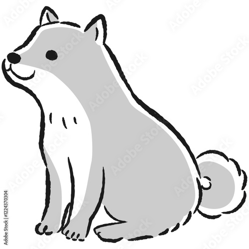 おすわり（待て）をする犬のイラスト
