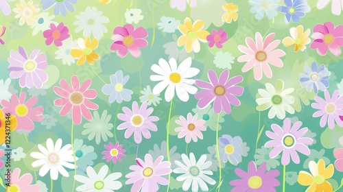 Wallpaper Mural A charming spring background adorned with an array of spring flowers and delicate daisies. The vibrant colors and sweet scents of these blossoms create a refreshing and inviting atmosphere  Torontodigital.ca