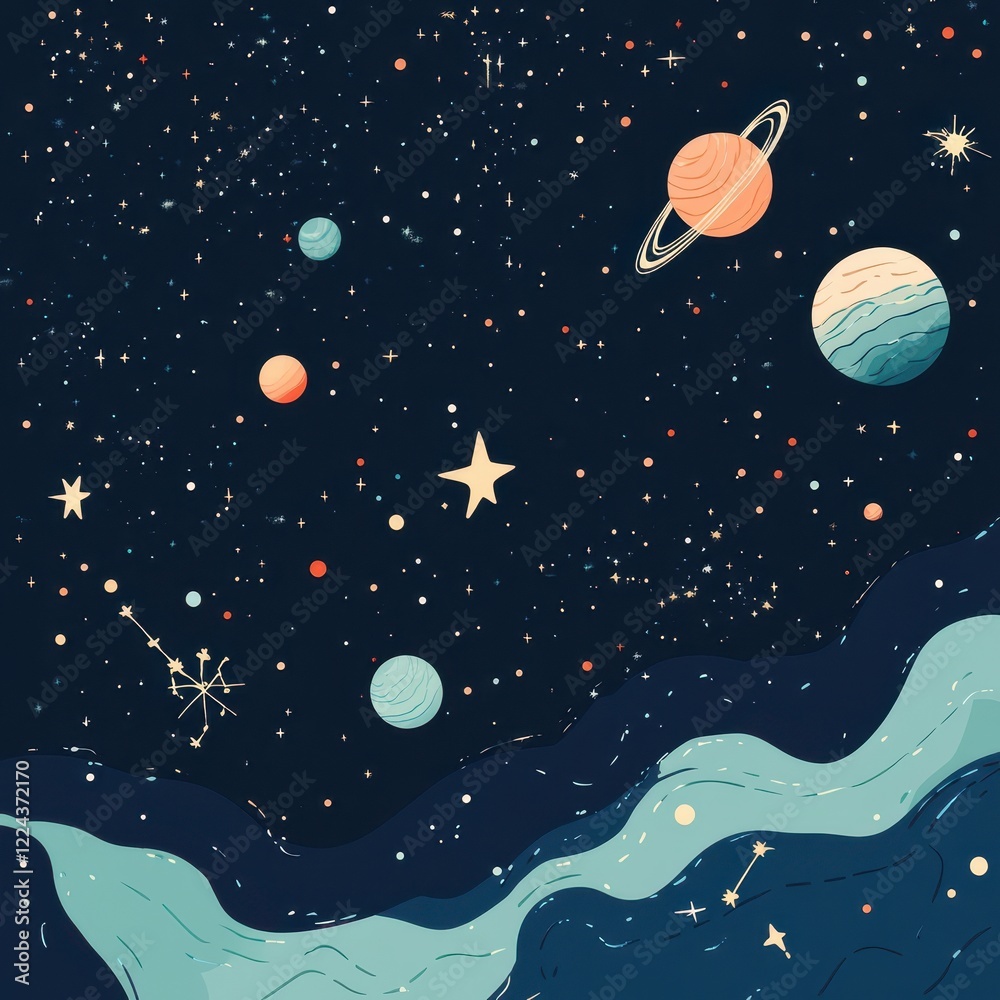 Fototapeta premium Celestial Bodies Adorn a Starry Night Sky