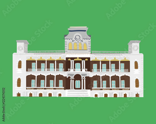 Hand drawn cute landmarks in Flat Style, Famous Place and Historical Buildings, Travel and Tourist Attraction.