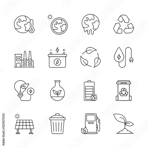 A set of icons for environmental issues