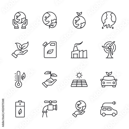 A set of icons for environmental issues