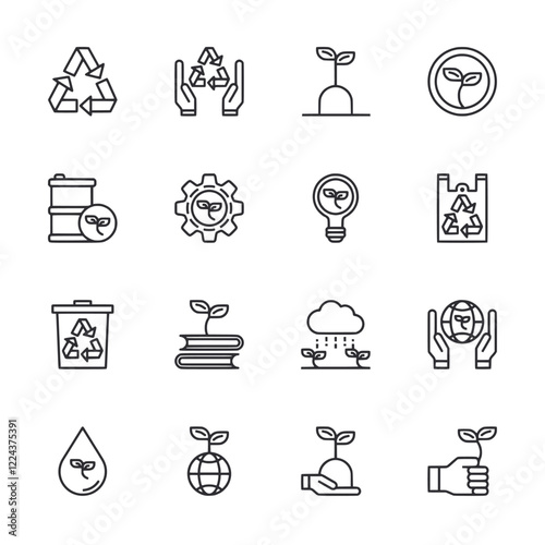 A set of icons for recycling and environmental protection