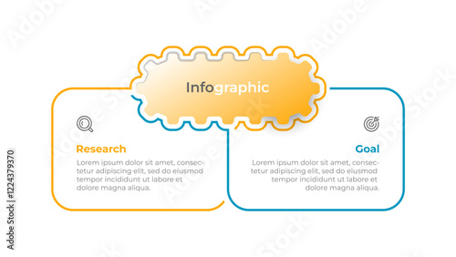 Business infographic template. Modern visualization design layout with 2 sections. Vector illustration.