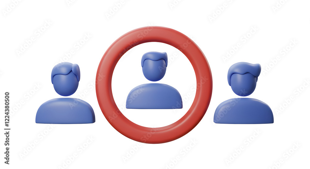 3D Render Target Audience Selection Marketing Concept isolated on white background. Generative AI