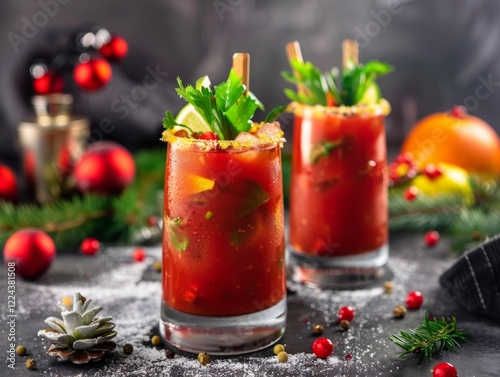 Wallpaper Mural Festive Bloody Mary Cocktail in Cozy Winter Atmosphere Torontodigital.ca