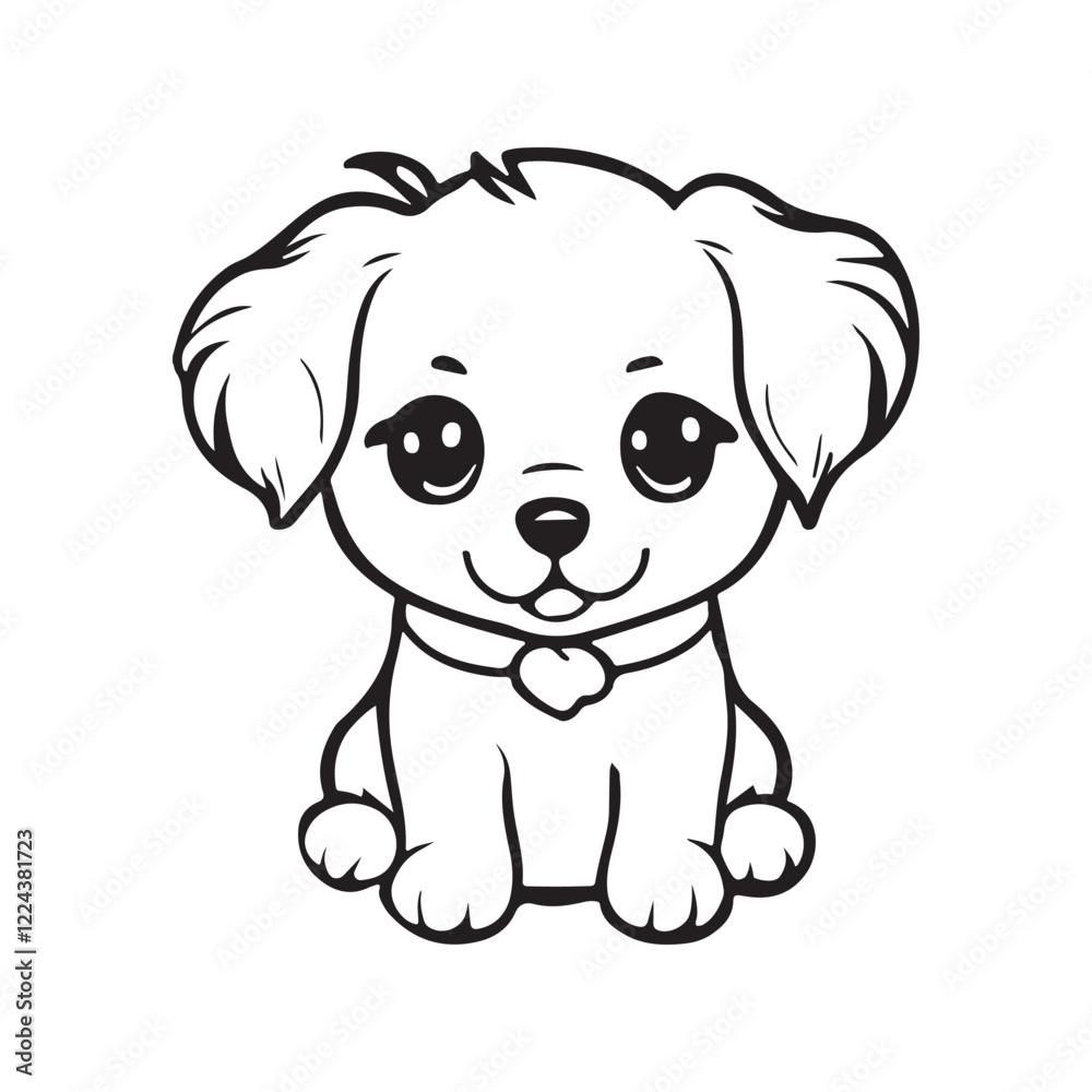 Naklejka premium Happy dog coloring page Vector Art