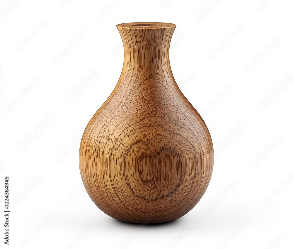 Elegant, handcrafted wooden vase with a smooth, bulbous shape and rich wood grain. Elegant, handcrafted wooden vase with a smooth, bulbous shape and rich wood grain.