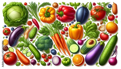 Wallpaper Mural PNG Fresh colorful vegetables assortment, isolated element set, transparent background Torontodigital.ca