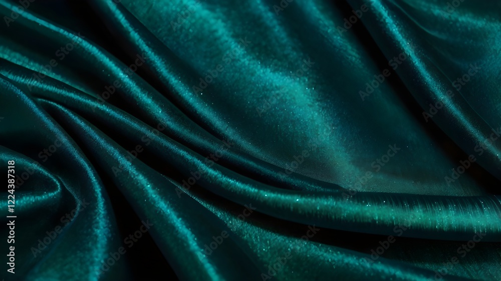 Obraz premium Smooth elegant green silk or satin luxury cloth texture can use as abstract background. Luxurious background design.