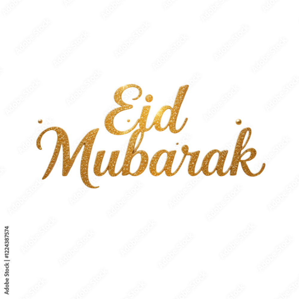 Naklejka premium Eid Mubarak golden typography text on white background.