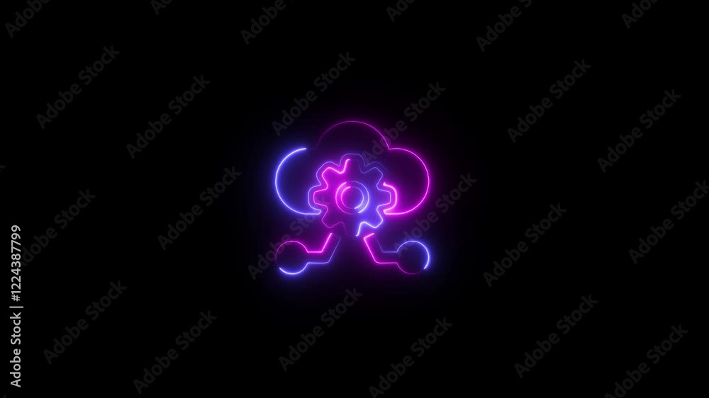 Glowing neon line Gear and tank as workflow process concept icon isolated black background.Digital transformation icon animation .Artificial intelligence and green screen of a processor chip. Glowing neon line Gear and tank as workflow process concept icon isolated black background.Digital transformation icon animation .Artificial intelligence and green screen of a processor chip.
